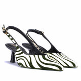 Saint Elara Zebra-Print Slingback Leather Pumps