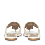 Saint Beau Stone Jeweled White Raffia Flat Sandals