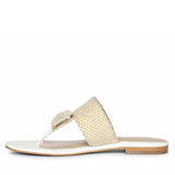 Saint Beau Stone Jeweled White Raffia Flat Sandals