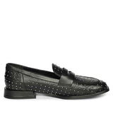 Saint Carol Studded Black Leather Moccasins