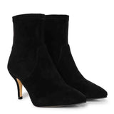 Saint Jemima Black Stretch Suede Kitten Heel Ankle Boots - SaintG India 