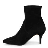 Saint Jemima Black Stretch Suede Kitten Heel Ankle Boots - SaintG India 