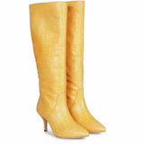 Saint Adella Croco Embossed Yellow Leather Long Boots