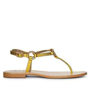 Saint Coretta O-Ring Yellow Metallic Leather Sandals