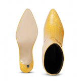 Saint Adella Croco Embossed Yellow Leather Long Boots