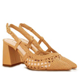Saint Delaney Ocra: Hand-woven leather block heels, a perfect blend of style and comfort.