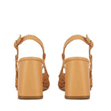 Saint Delaney Ocra: Hand-woven leather block heels, a perfect blend of style and comfort.