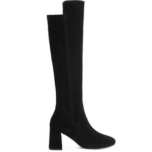 Saint Elexis Black Suede Leather Knee High Boots