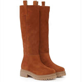 Janet Wood Suede Leather Pull On Knee High Boots