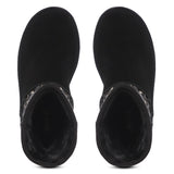 "Saint Corah Sequins Black Snug Boots: Stylish and comfortable women's footwear with sequin embellishments for a touch of glam."