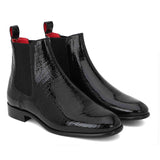 Saint Eadred Black Croco Patent Shiny Leather Chelsea boot - SaintG