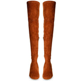 Chic Saint Luisa Tan Suede Boots - Knee-high Stretch Design for Women