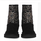 "Saint Corah Sequins Black Snug Boots: Stylish and comfortable women's footwear with sequin embellishments for a touch of glam."