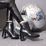Saint Graziella Black Crackle Patent Leather Ankle Boots