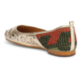 Women Gold-Toned Embellished Leather Ballerinas - SaintG