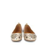 Women Gold-Toned Embellished Leather Ballerinas - SaintG