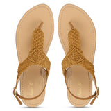 Saint Wini Woven Tan Leather Flats - SaintG
