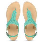 Saint Wini Woven Jade Leather Flats - SaintG