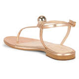 Saint Ventana Metal Ball Embellished Metallic Gold Leather Flat - SaintG