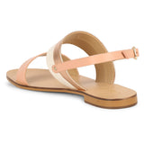 Saint Yina Rose Gold Double Straps Leather Flats