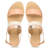 Saint Yina Rose Gold Double Straps Leather Flats