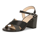 Saint Leonora Metal Studded Black Leather Block Heel