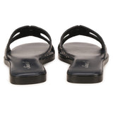 Saint Ventana Metal Studded Wide Fit Black Leather Flats - SaintG