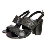 Saint Hazel Black Leather Woven Block Heels