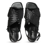 Saint Bibiana Black Woven Block fringed Heels. - SaintG