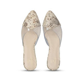 Saint Elfleda Beige Python Leather Mules