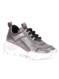 Saint Alaricia Pewter Crackle Leather Sneakers