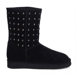 Saint Estrella Metal Studded Black Suede Snug Boots
