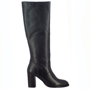 Saint Claretta Black Leather Knee High Heeled Boots