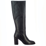 Saint Claretta Black Leather Knee High Heeled Boots