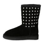 Saint Massima Metal Studded Black Suede Snug Boots