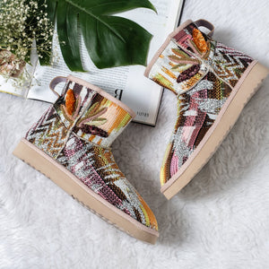 Saint Felice Embroidered Italian Fabric Snug Boots