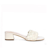 Saint Kate White Woven Mid Heel Mules