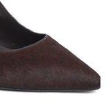Saint Ginevra Brown Pony Hair On Leather Handcrafted Kitten Heels