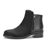 Saint Genevria Black Pony Hair Leather Ankle Boots