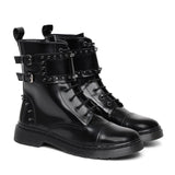 Saint Marcia Black Studded With Lace Up Boots