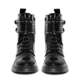 Saint Marcia Black Studded With Lace Up Boots
