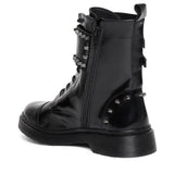 Saint Marcia Black Studded With Lace Up Boots