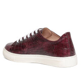 Saint Flavia Burgundy Snake Print Leather Sneakers