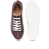 Saint Flavia Burgundy Snake Print Leather Sneakers