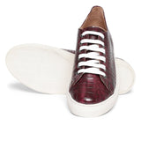 Saint Flavia Burgundy Snake Print Leather Sneakers