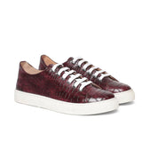 Saint Flavia Burgundy Snake Print Leather Sneakers