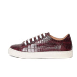 Saint Flavia Burgundy Snake Print Leather Sneakers
