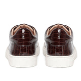 Saint Edith Brown Croco Print Leather Sneakers