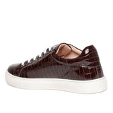 Saint Edith Brown Croco Print Leather Sneakers