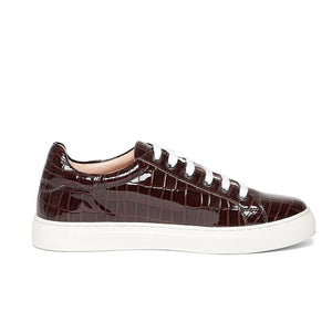Saint Edith Brown Snake Embossed Vegan Leather Sneakers